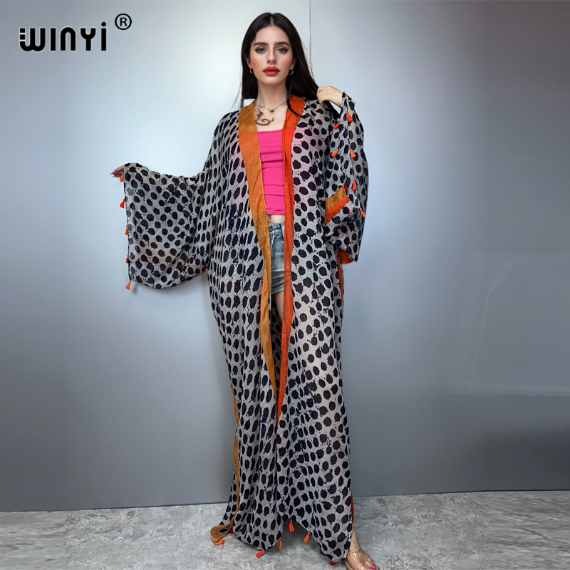 Boho Summer Beach Maxi Dress - WINYI Traje de Verano Kimono Estampado