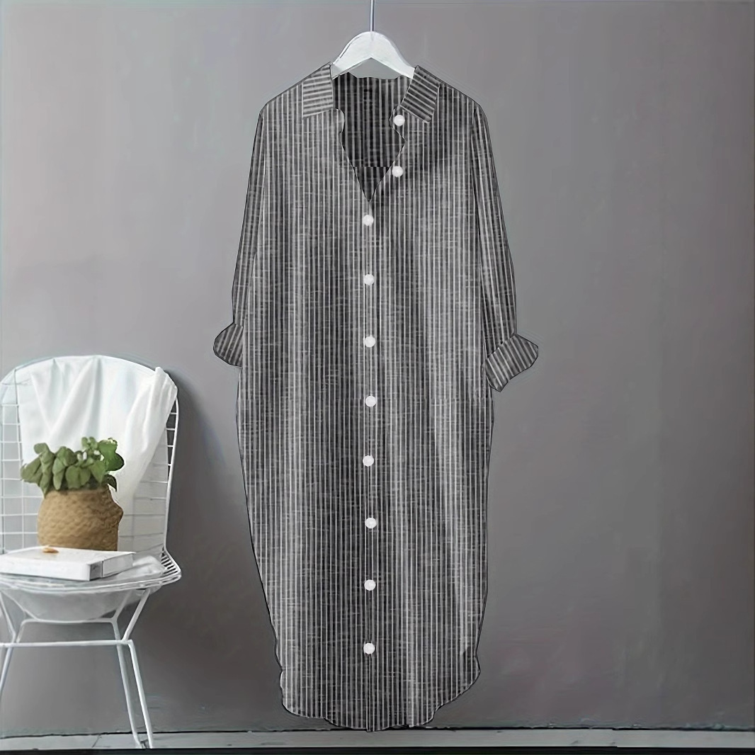 Casual Loose Linen Shirt Dress - Vestido Camisero Vintage de Algodón y