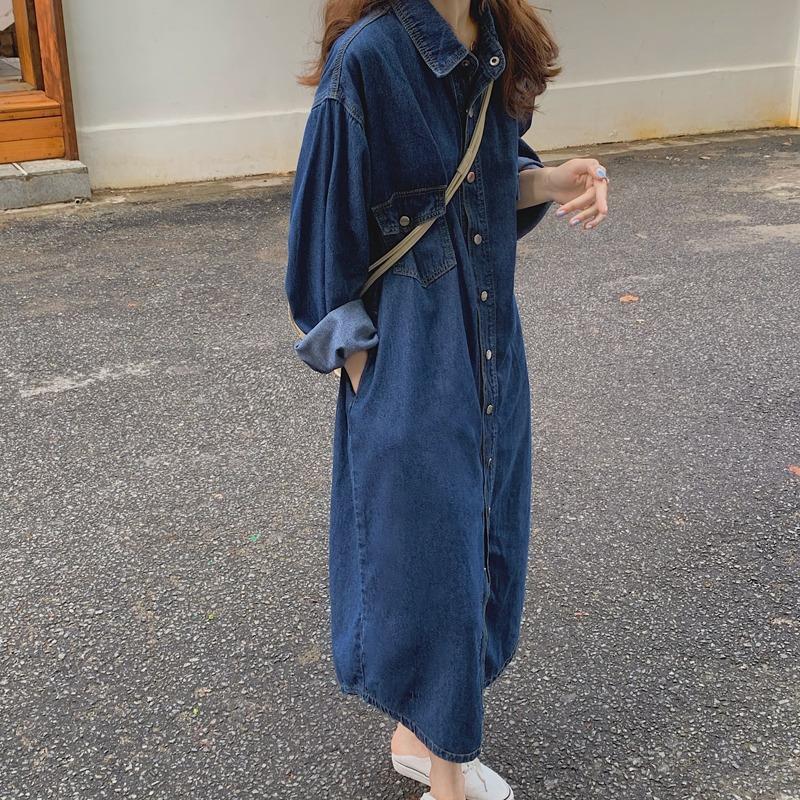 Korean Style A Line Shirt Dress - Nuevo Vestido Camisero de Mezclilla para