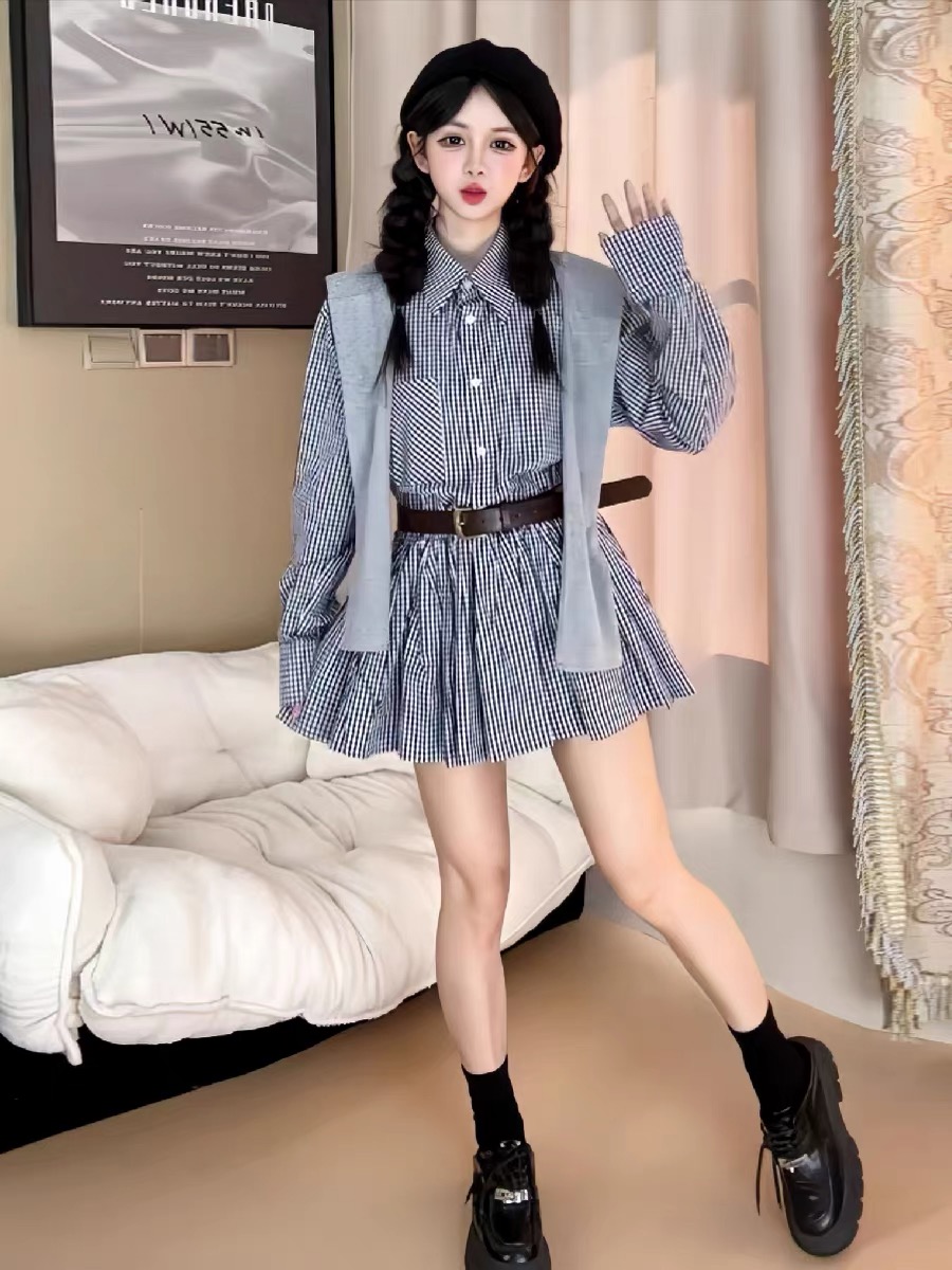 Korean Style A Line Shirt Dress - Vestido Camisero Estilo Coreano de Principios