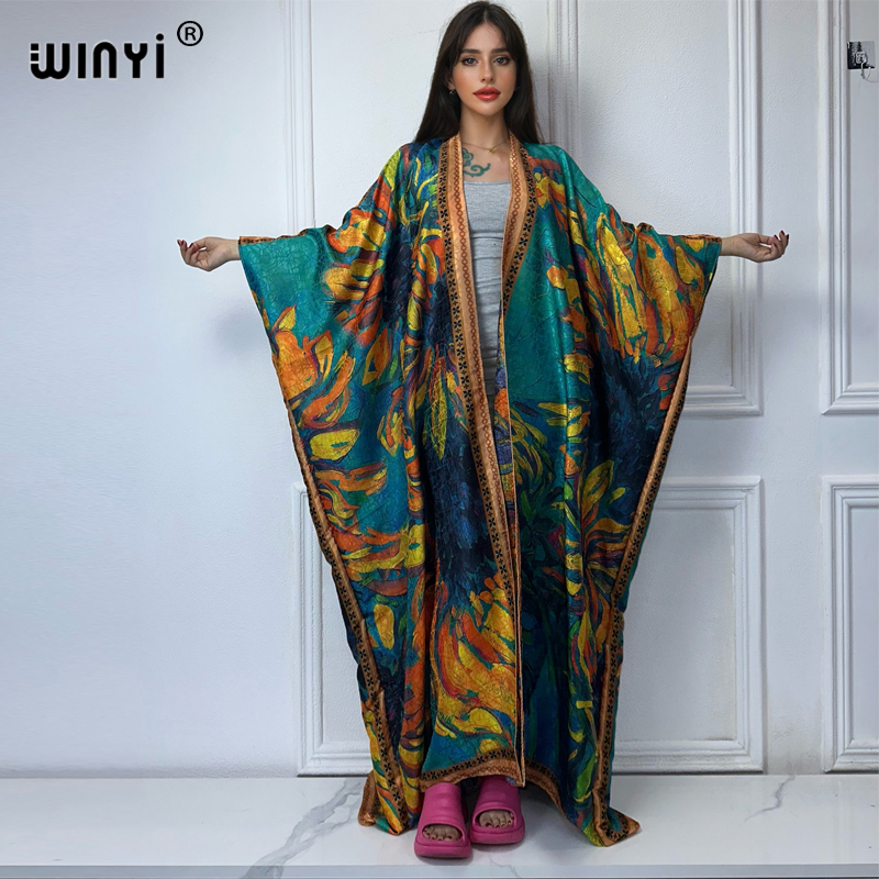 Boho Summer Beach Maxi Dress - WINYI-abrigo abierto con estampado bohemio de