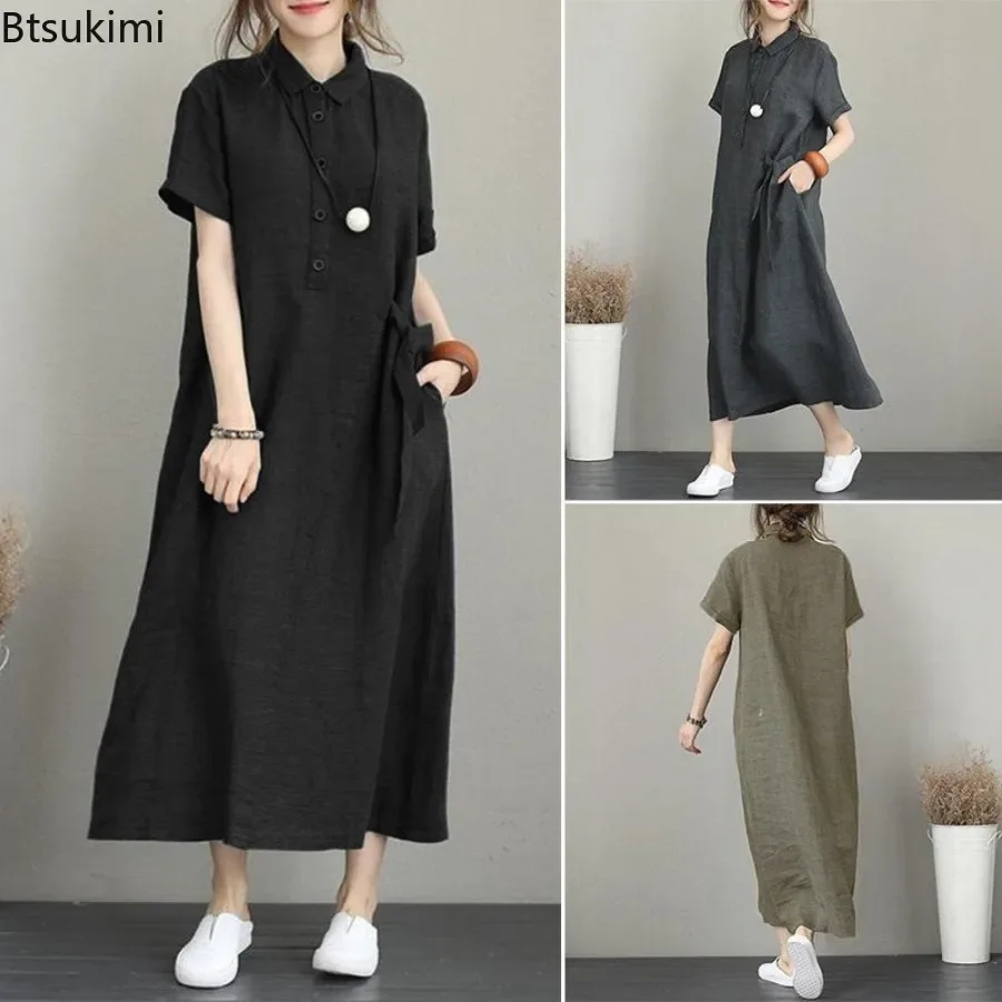 Vestido de Verano 2026, Vestid - Casual Loose Linen Shirt Dress reseña y precio