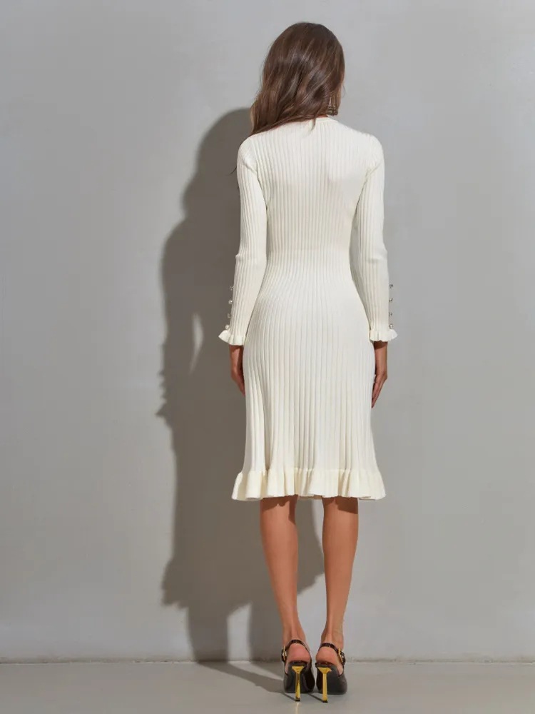 Vestido ajustado de manga larg - Bodycon Long Sleeve Ribbed Dress reseña y precio