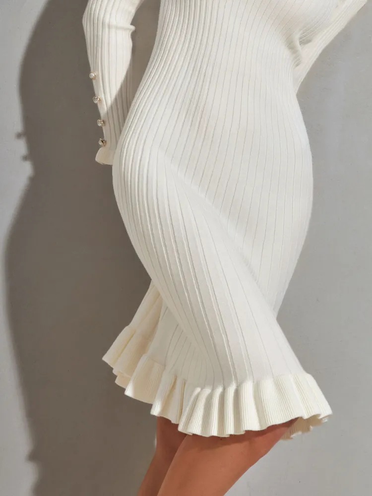 Vestido ajustado de manga larg - Bodycon Long Sleeve Ribbed Dress reseña y precio