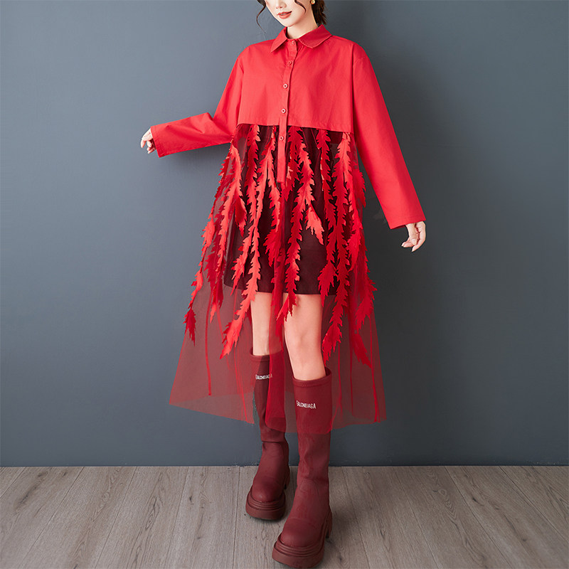 Vestido Camisero Holgado con E - Korean Style A Line Shirt Dress reseña y precio