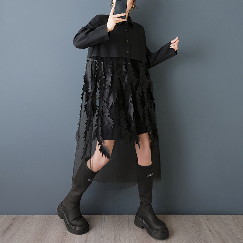 Vestido Camisero Holgado con E - Korean Style A Line Shirt Dress reseña y precio