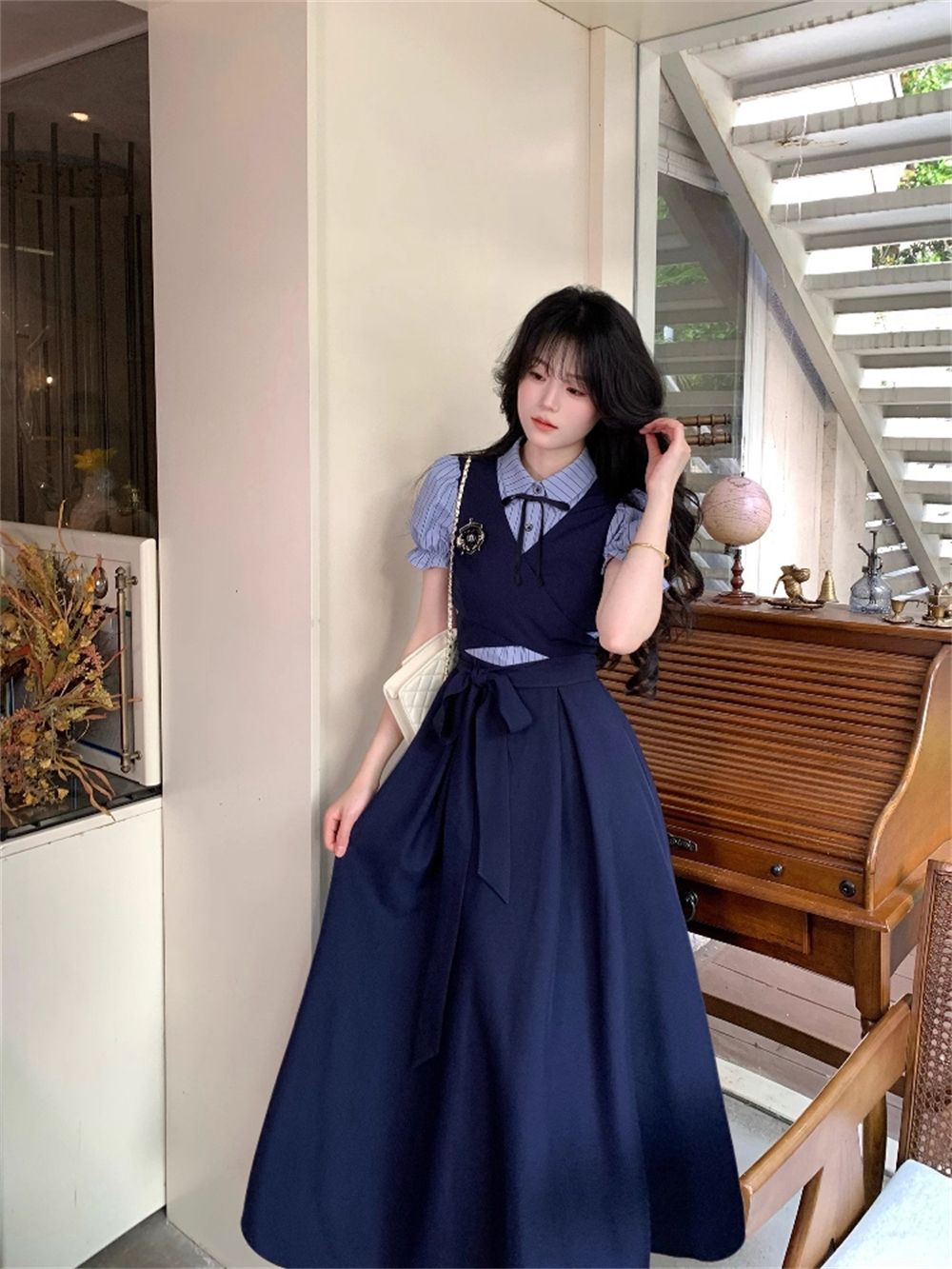 Vestido de verano de manga cor - Korean Style A Line Shirt Dress reseña y precio