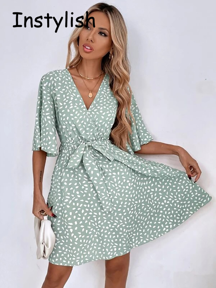 Vestido corto informal con est - French Vintage Floral Midi Dress reseña y precio