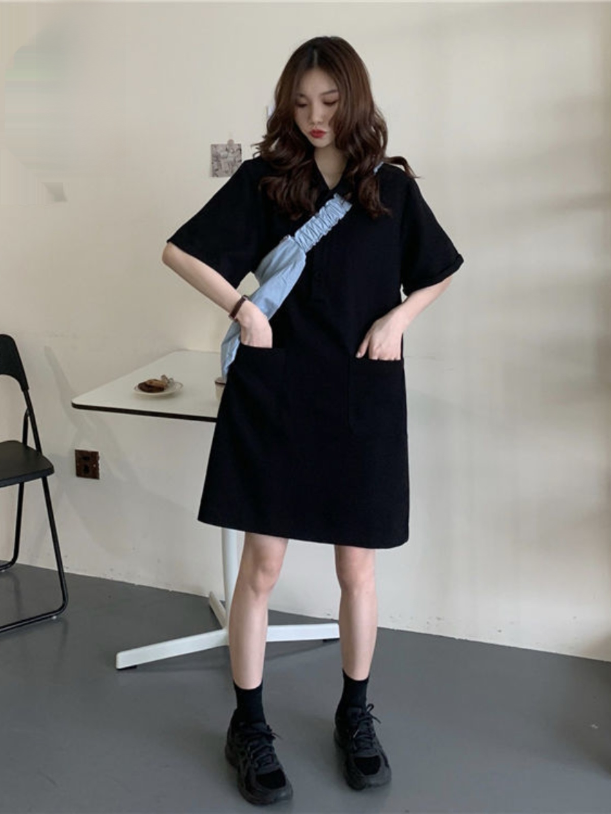 Vestido de talla grande con cu - Korean Style A Line Shirt Dress reseña y precio