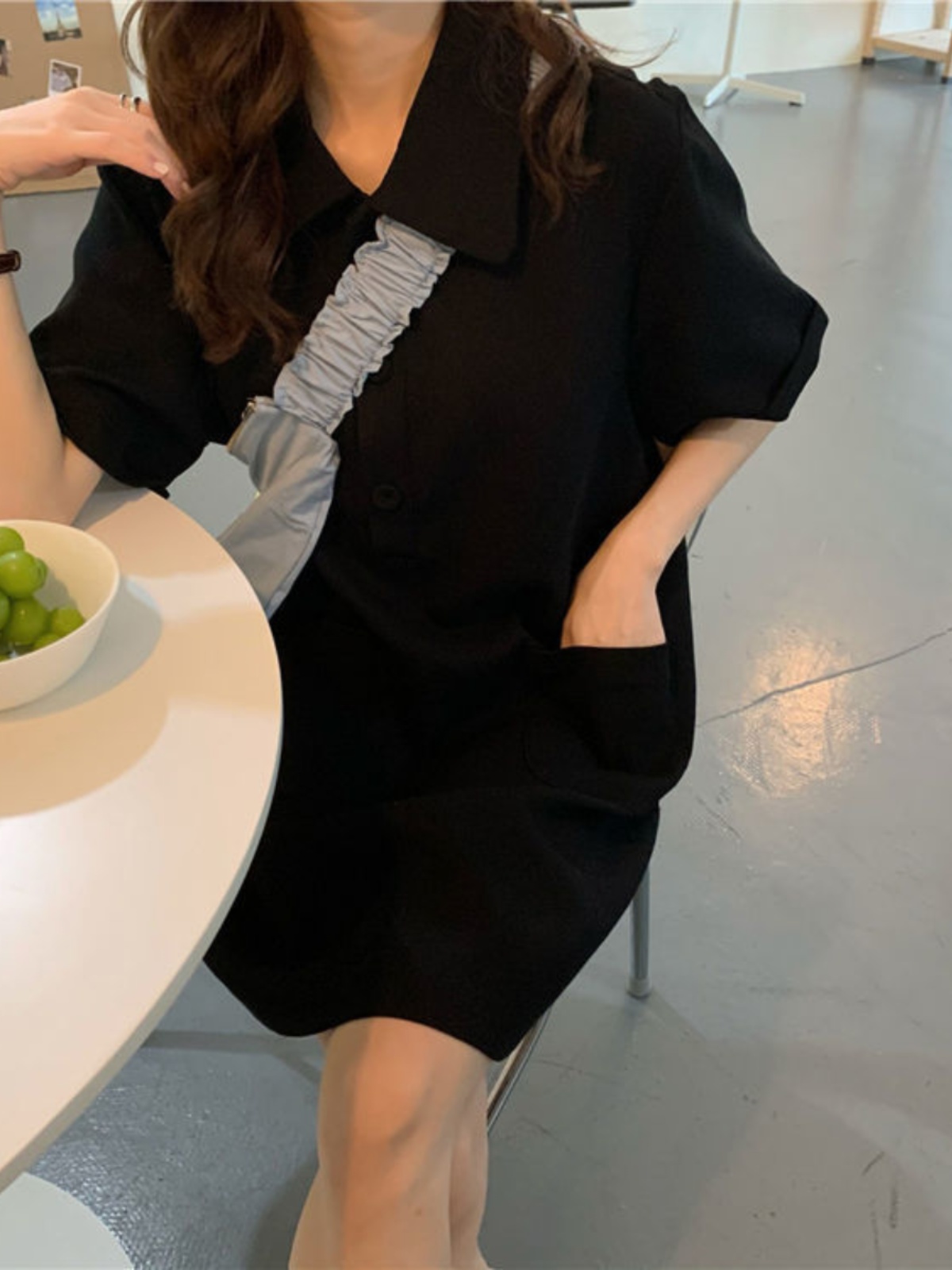 Vestido de talla grande con cu - Korean Style A Line Shirt Dress reseña y precio