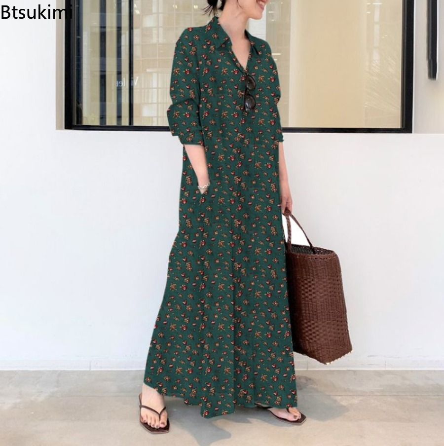 Nuevo Vestido Camisero Largo E - Casual Loose Linen Shirt Dress reseña y precio