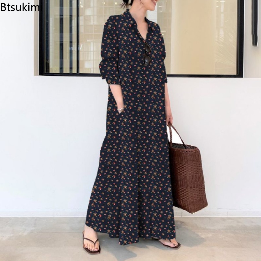 Nuevo Vestido Camisero Largo E - Casual Loose Linen Shirt Dress reseña y precio