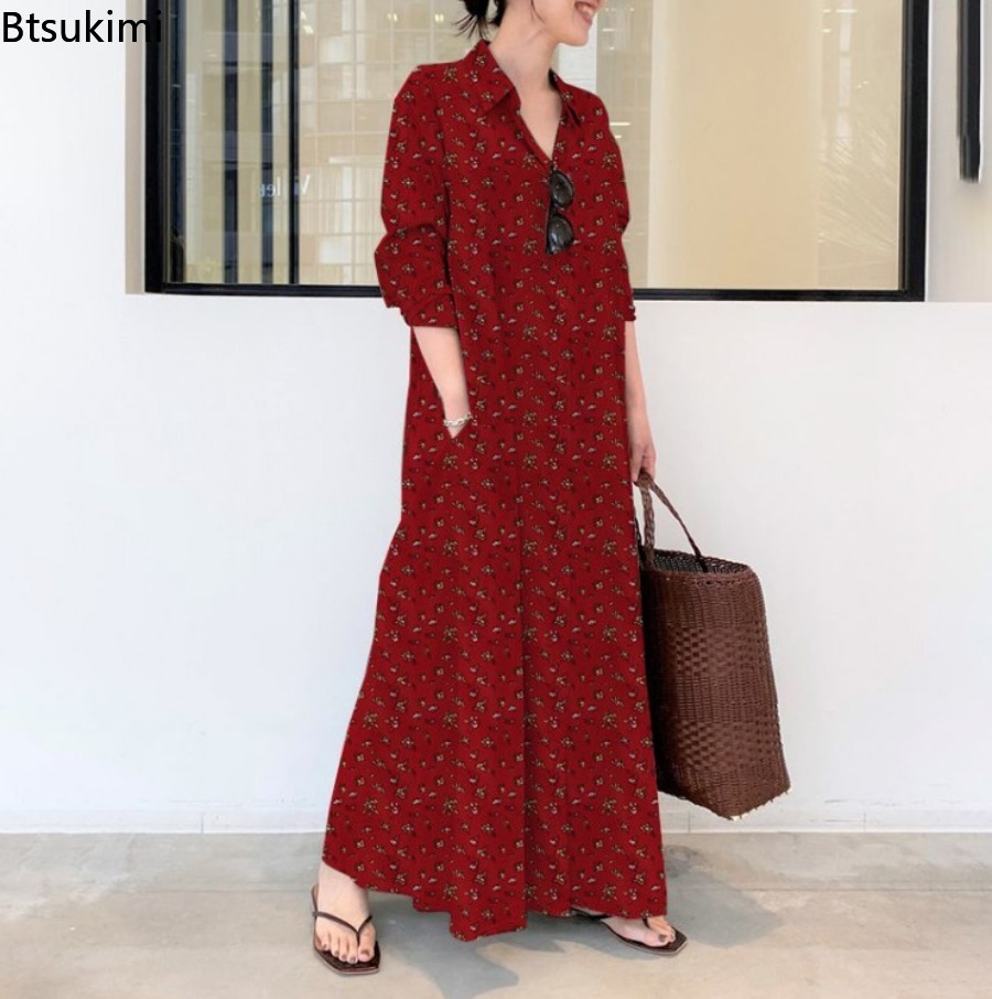 Nuevo Vestido Camisero Largo E - Casual Loose Linen Shirt Dress reseña y precio