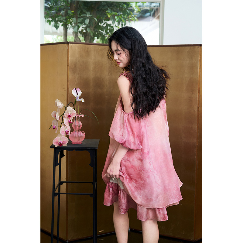 ELFSACK Vestido de gasa jacqua - Off Shoulder Puff Sleeve Sundress reseña y precio