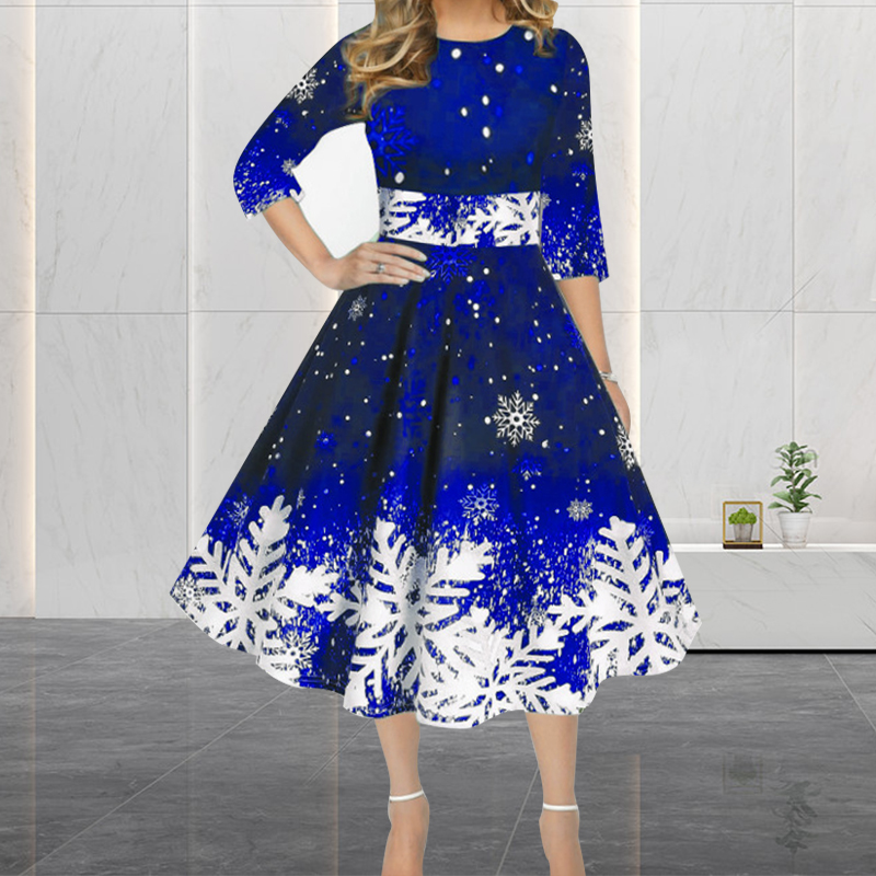 Vestidos de Navidad de inviern - French Vintage Floral Midi Dress reseña y precio