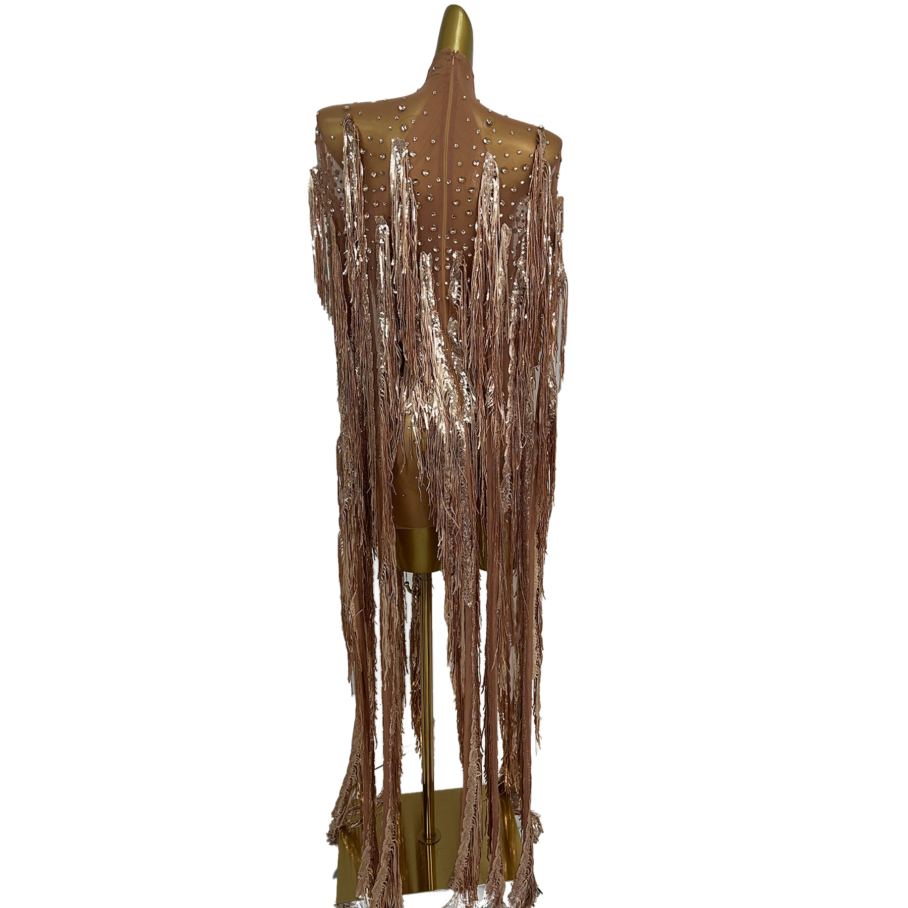 Vestido largo con flecos y len - Sparkly Rhinestone Club Party Dress reseña y precio