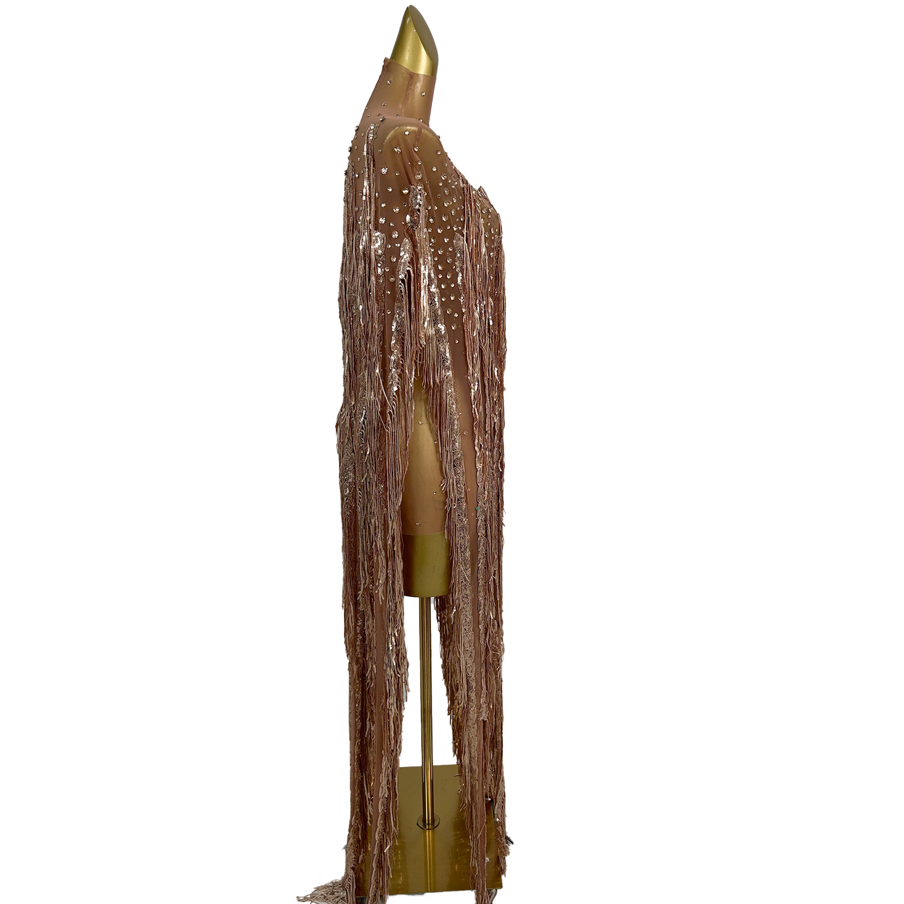Vestido largo con flecos y len - Sparkly Rhinestone Club Party Dress reseña y precio