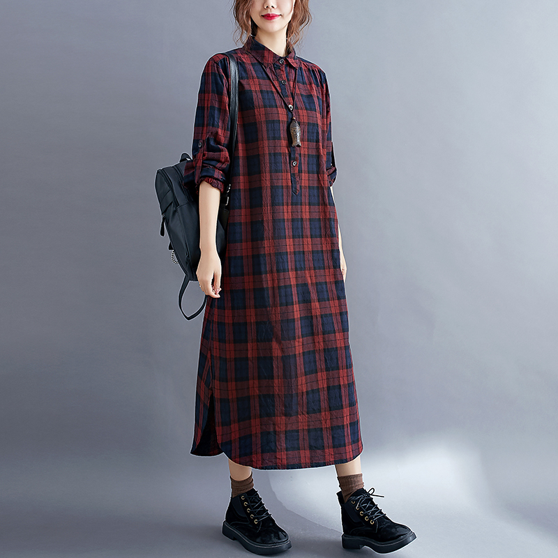 Vestido Camisero Casual a Cuad - Korean Style A Line Shirt Dress reseña y precio