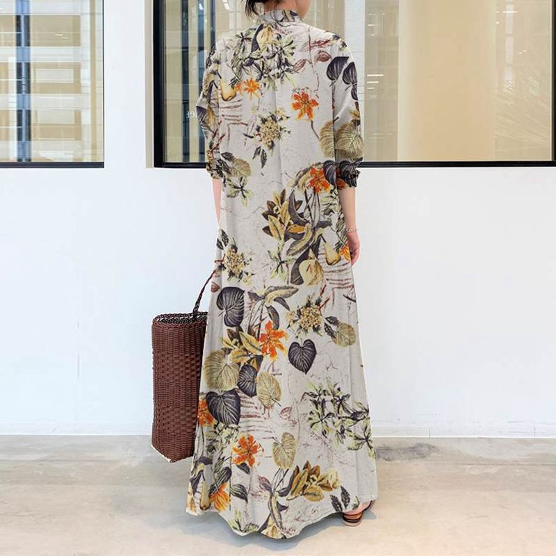 Otoño nuevo vestido casual de  - Casual Loose Linen Shirt Dress reseña y precio