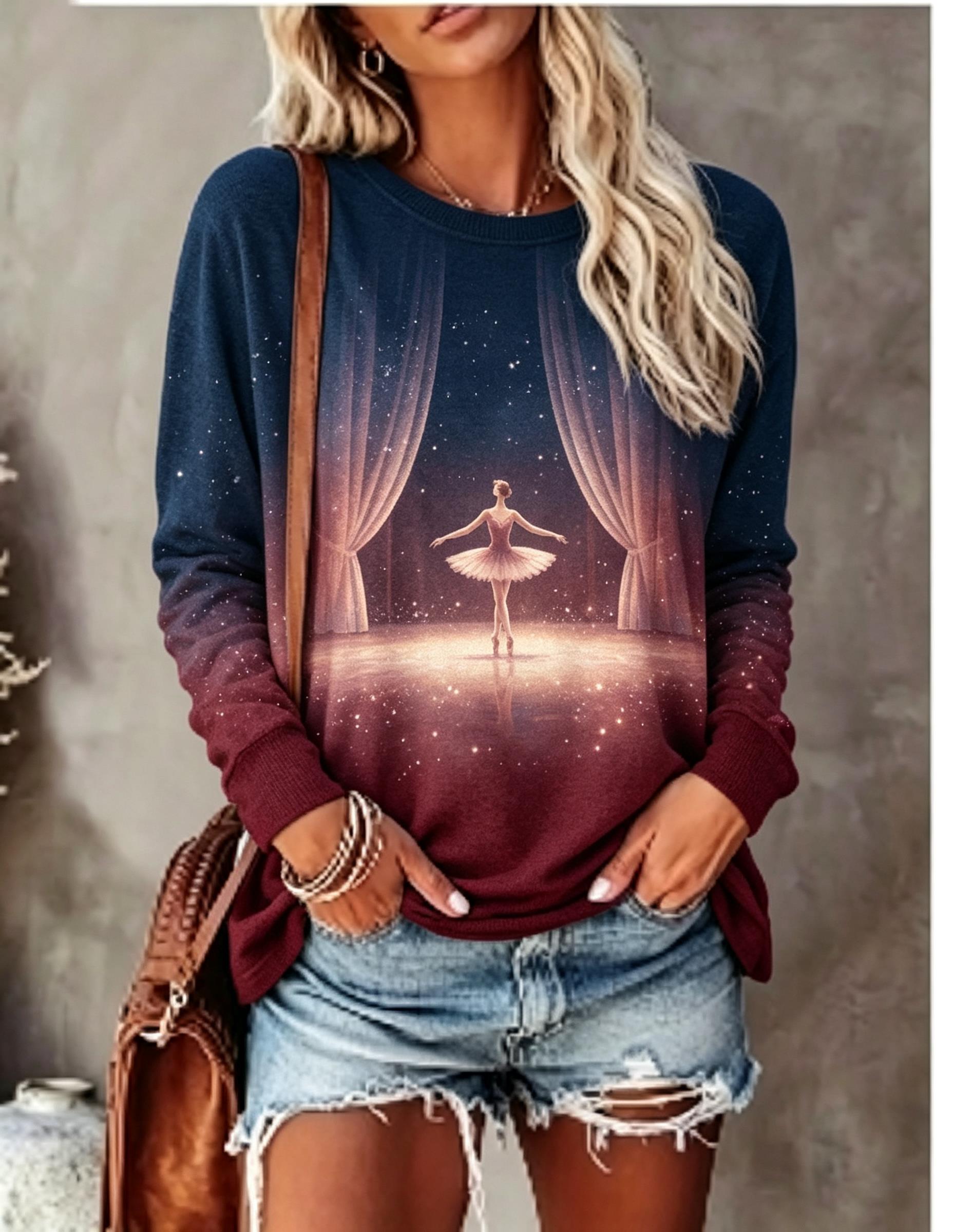 Camiseta de manga larga para m - Blouses reseña y precio