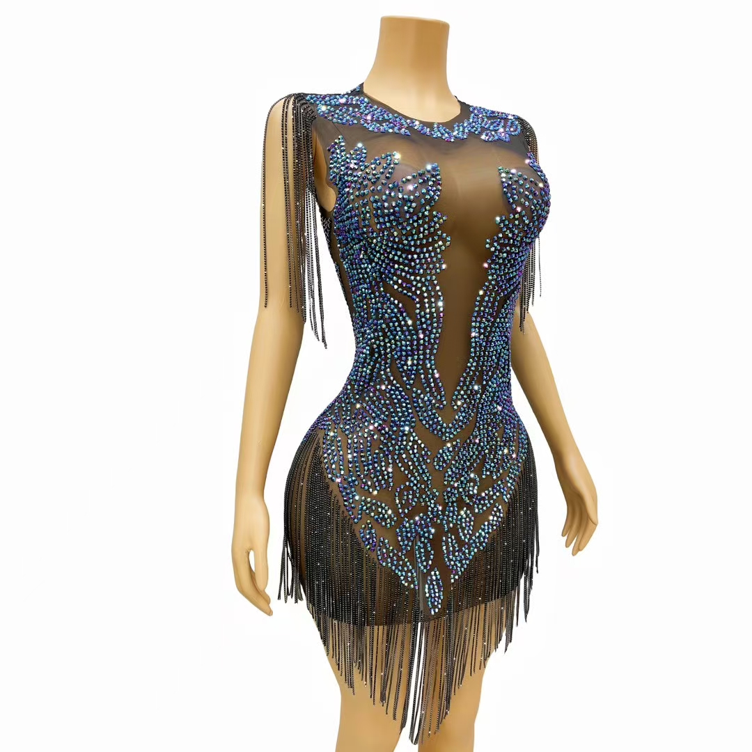 Vestido de noche elegante para - Sparkly Rhinestone Club Party Dress reseña y precio