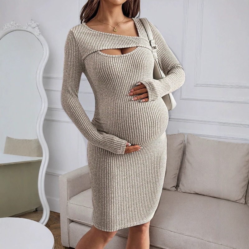 Ropa de Maternidad, Vestido de - Bodycon Long Sleeve Ribbed Dress reseña y precio