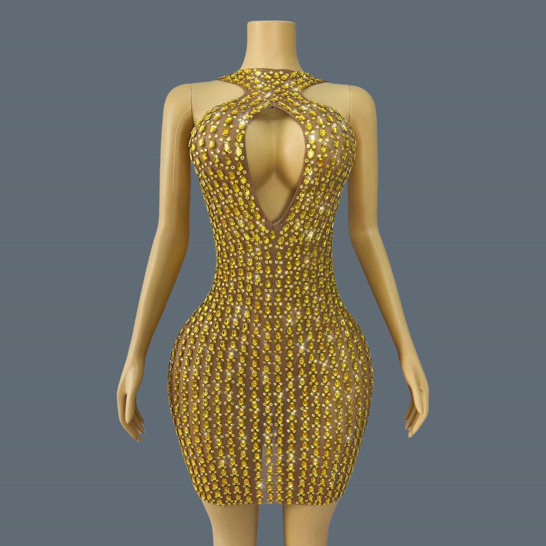 Nuevo vestido corto sexy con a - Sparkly Rhinestone Club Party Dress reseña y precio