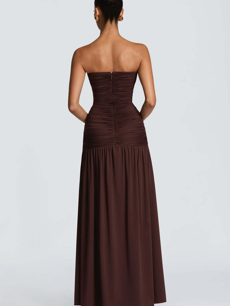 Elegante Vestido Largo Plisado - Elegant Satin Evening Gown Split reseña y precio