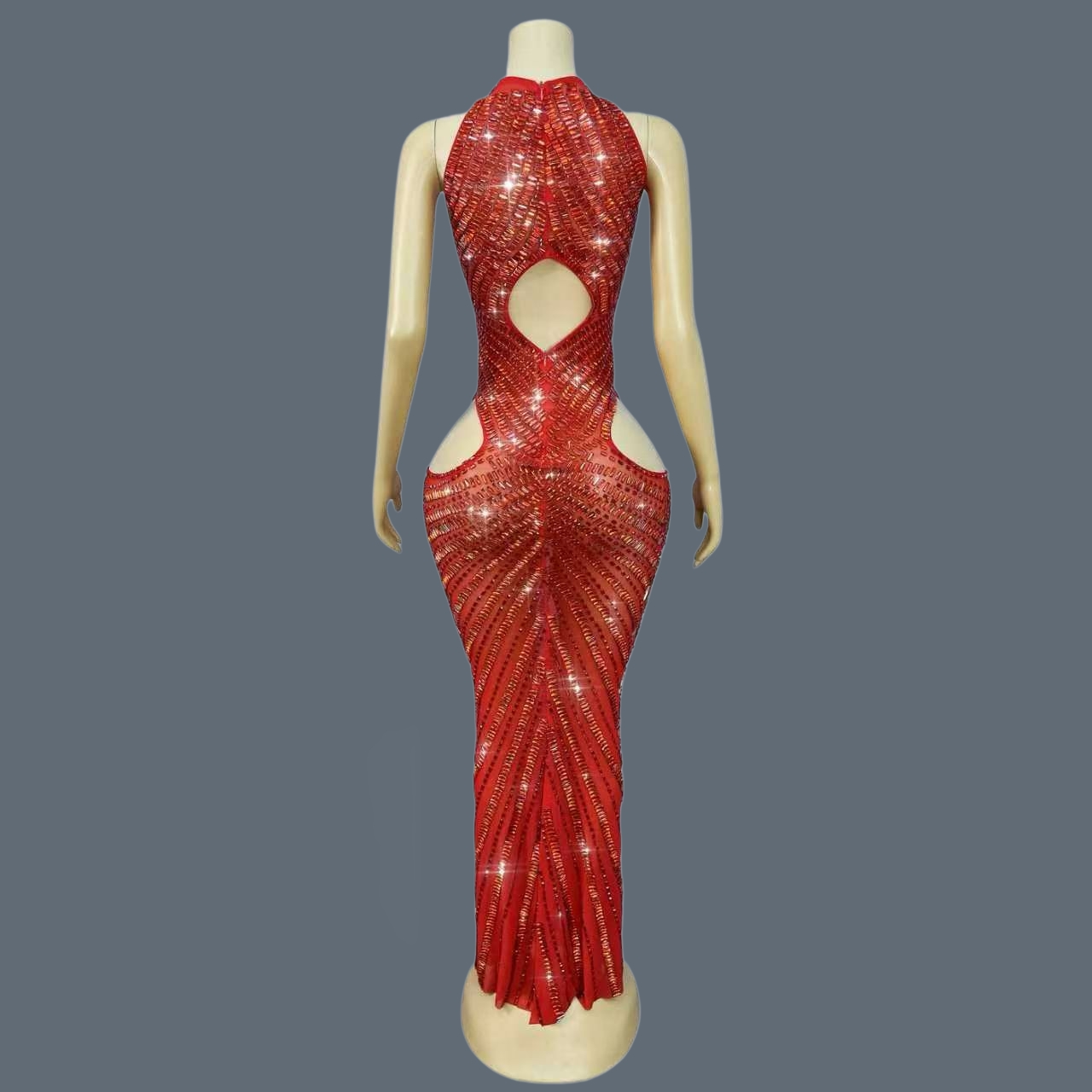 Vestido de sirena de lujo rojo - Sparkly Rhinestone Club Party Dress reseña y precio